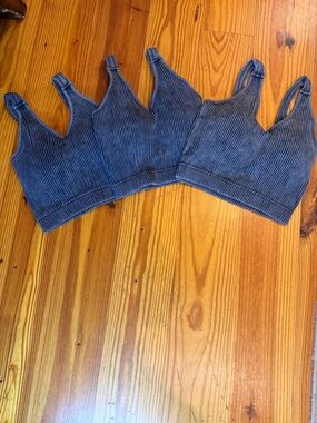 Zenana Outfitters Blue Ribbed Bralette Crop Tops